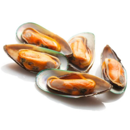 WHOLE GREEN LIPS MUSSELS COOKED NZ FRZ 30/35 (~1KG) - CRYSTAL BAY