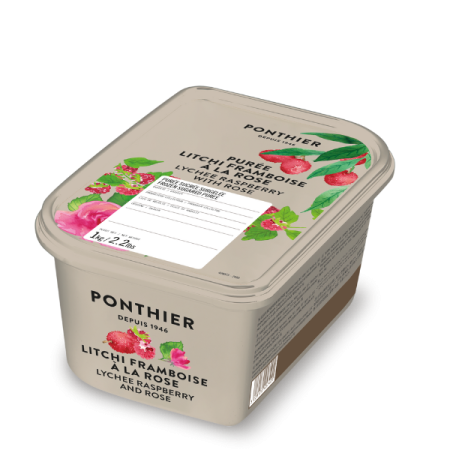 PUREE LYCHEE RASPBERRY AND ROSE 9.9% SUGAR FRZ (1KG) - PONTHIER