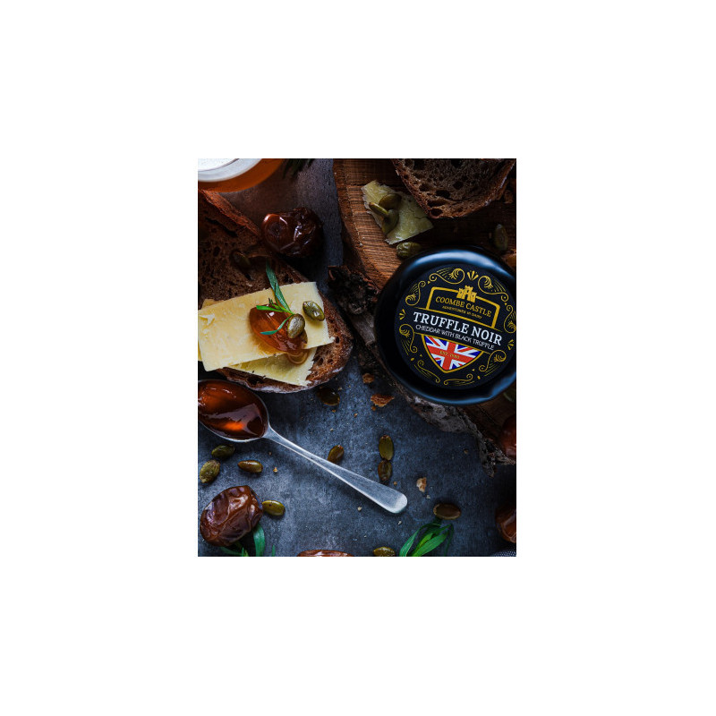 BLACK TRUFFLE CHEDDAR 6M (150G) - DEVON CREAM COMPANY