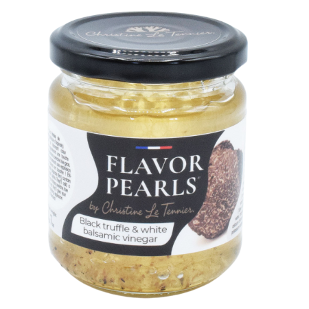 BLACK SUMMER TRUFFLE AND WHITE BALSAMIC VINEGAR FLAVOR PEARLS (200G) - LE TENNIER