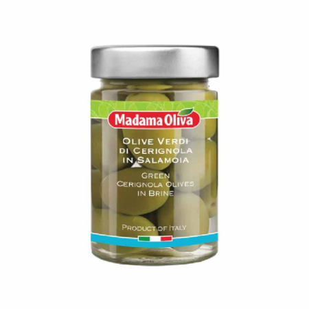 GREEN OLIVES CERIGNOLA JAR (190G-300G) - MADAMA OLIVA
