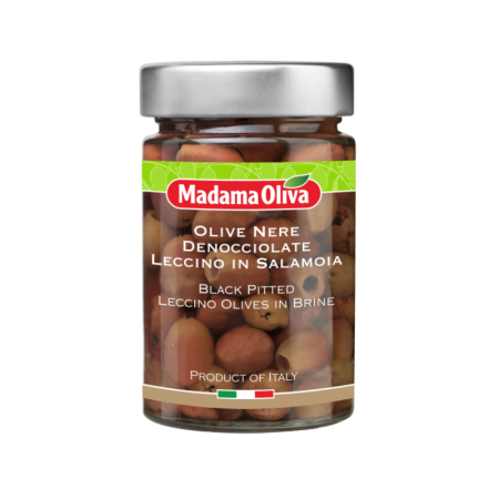 BLACK PITTED LECCINO OLIVES IN BRINE (160G-300G) - MADAMA OLIVA
