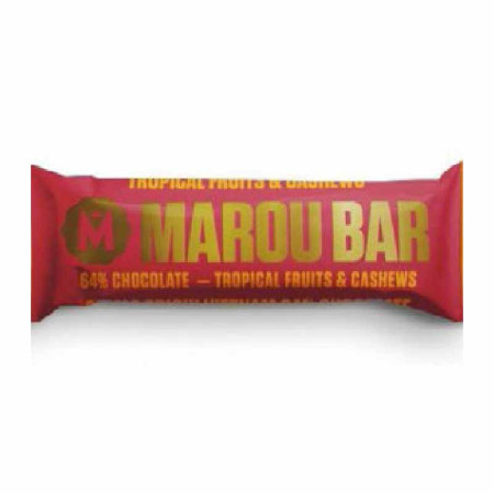 DARK CHOCOLATE 64% TROPICAL FRUITS & CASHEWS (35G) - MAROU